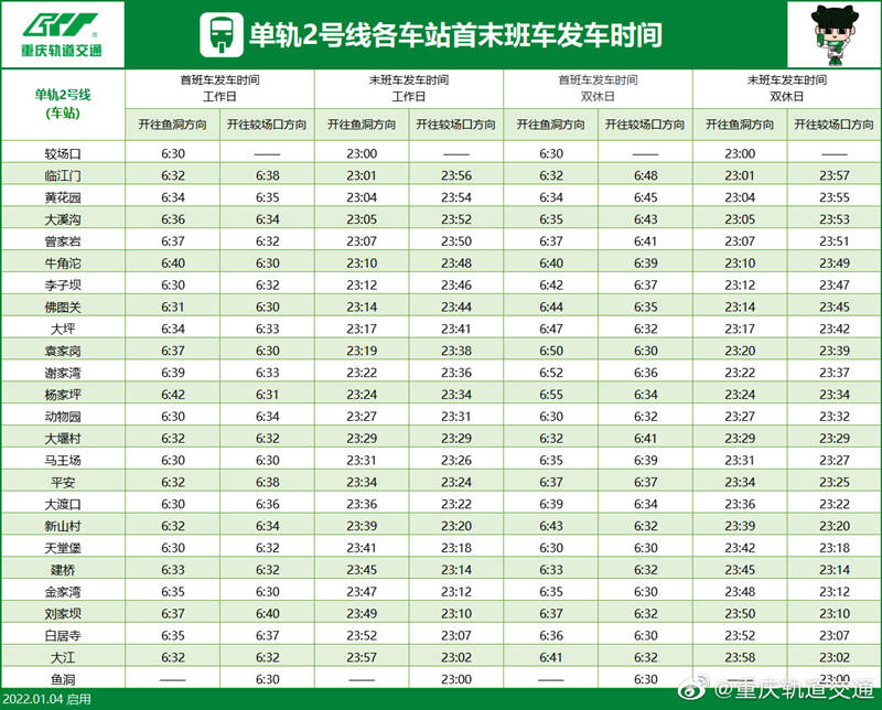 地铁2号线运营时间