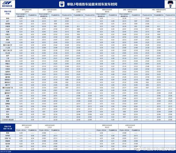 3号线首末班发车时间