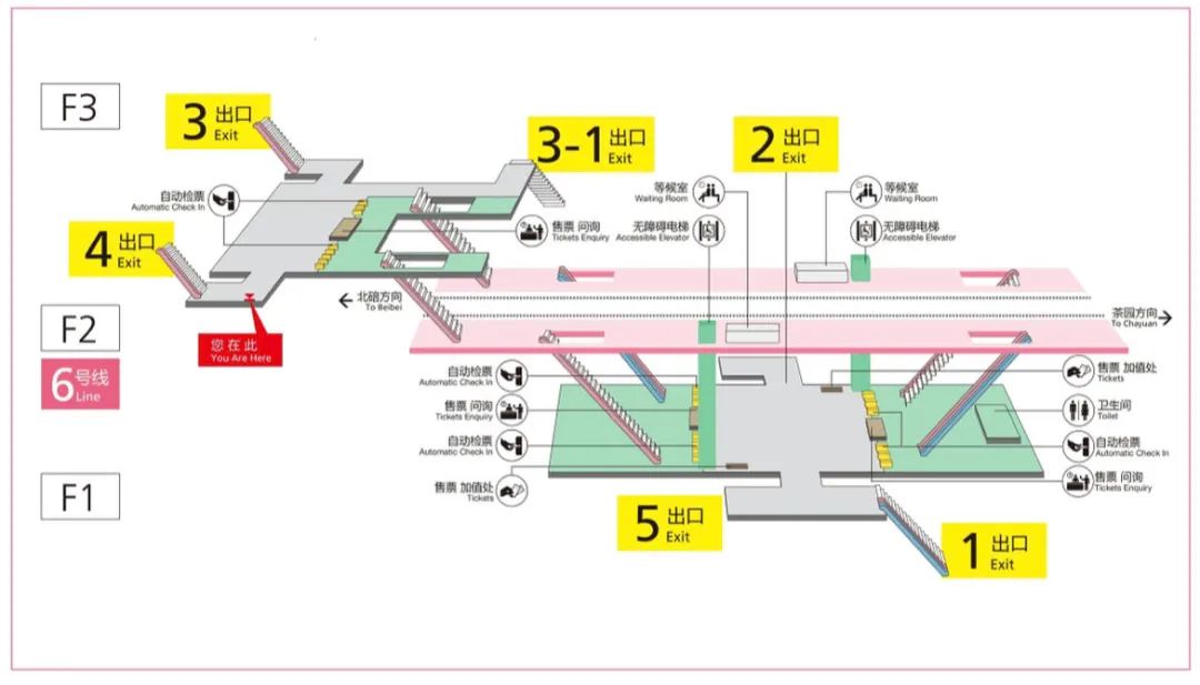 重庆地铁6号线大剧院站立体示意图