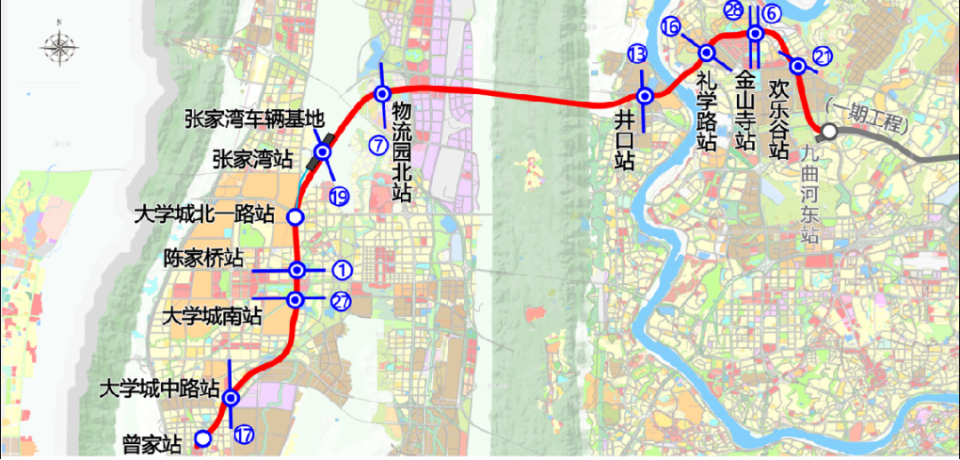 重庆地铁15号线二期走向示意图