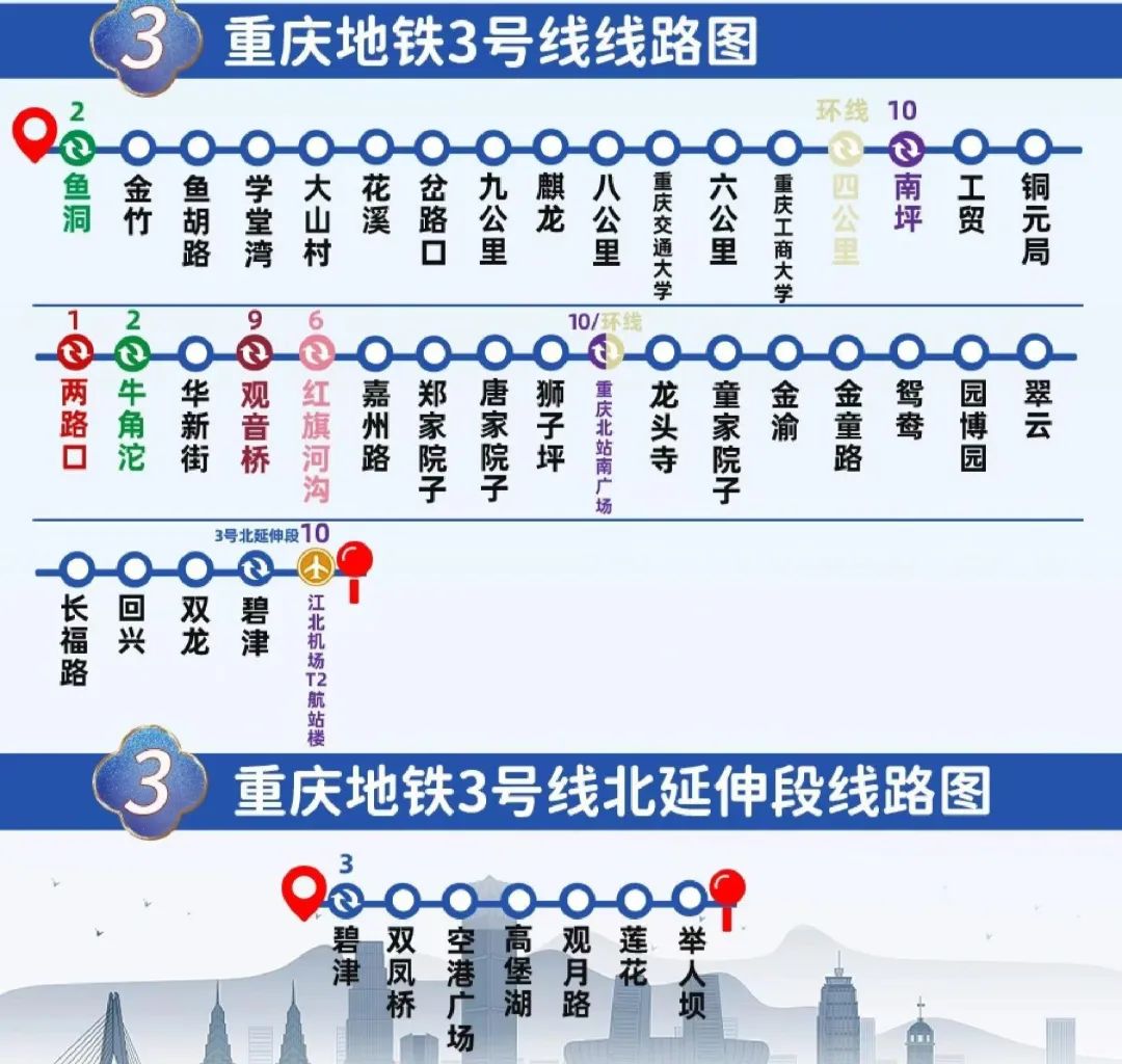 2024年重庆地铁3号线线路图