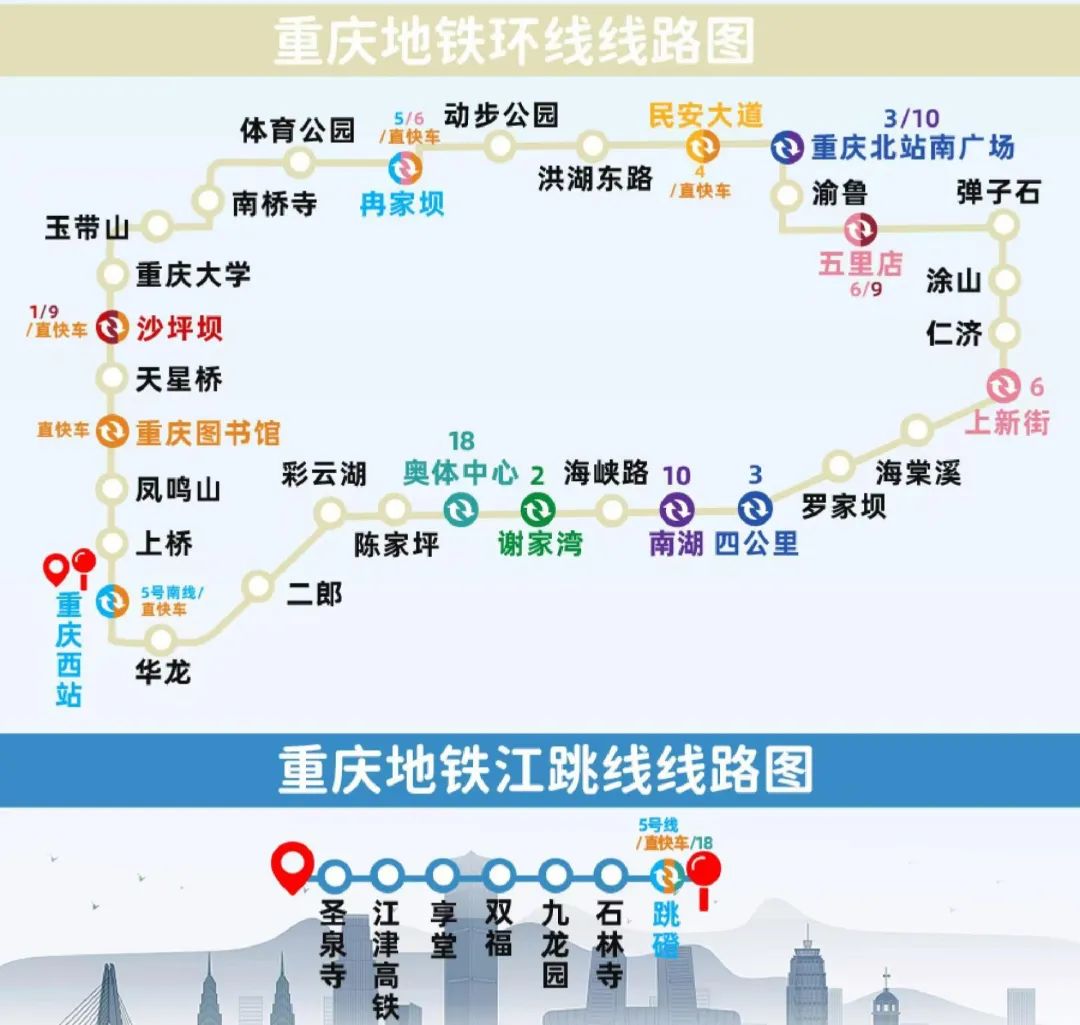 2024年重庆地铁环线、江跳线 线路图
