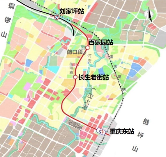 重庆地铁6号线东站段  路线图