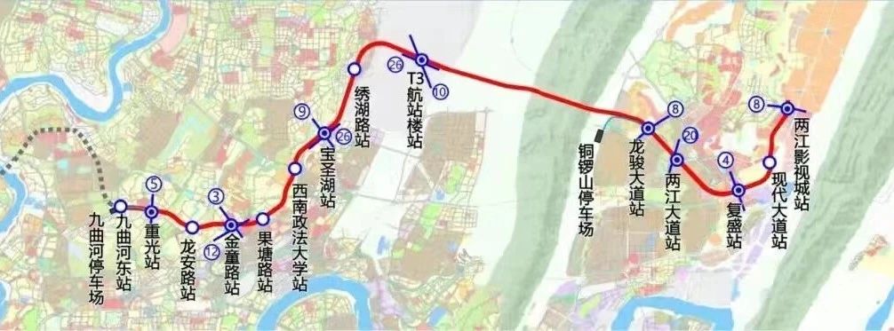 重庆地铁15号线一期走向示意图