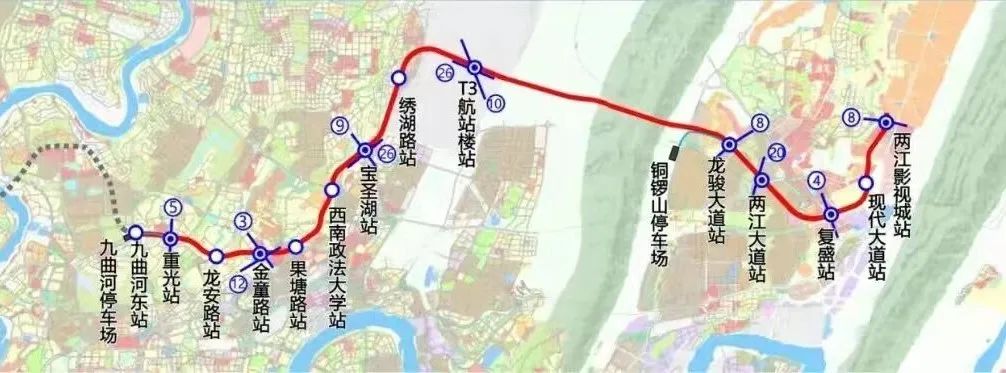 重庆地铁15号线一期走向示意图