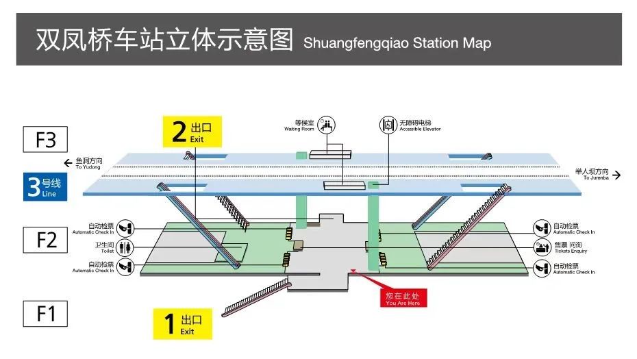 重庆地铁3号线双凤桥车站立体示意图