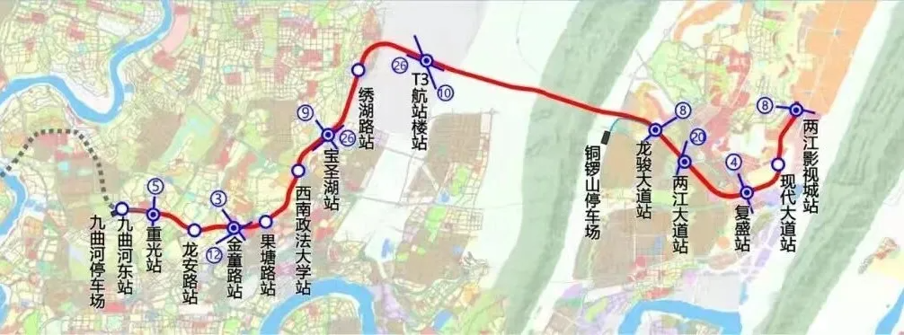 重庆地铁15号线一期走向示意图