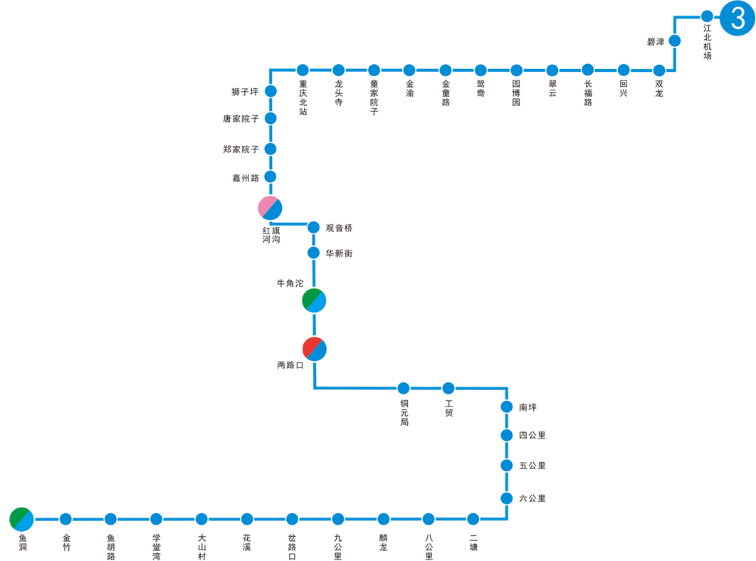 重庆轻轨地铁3号线 - 地铁线路图